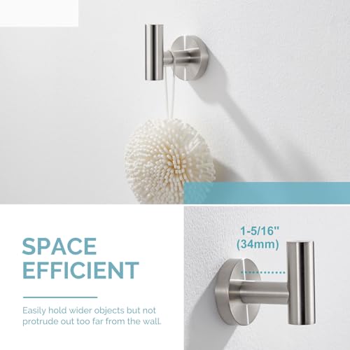 Image of Angle Simple Towel Hook for Bathroom, Robe Hook for Wall, Brushed Nickel