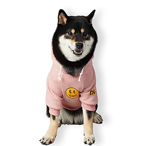 Chochocho Smiley Dog Hoodie Stylish Dog Clothes Smiley Face Sweater Cotton Sweatshirt Fashion Outfit For Dogs Cats Puppy Small Medium Large (L, Dusty Rose) #TOP8