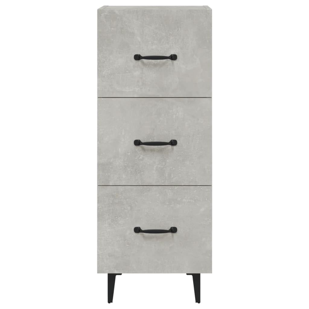 Aparador gris hormigón 34,5 x 34 x 90 cm, material de madera, robusto armario de almacenamiento, buffet versátil para salón, pasillo, cocina, diseño elegante, fácil montaje