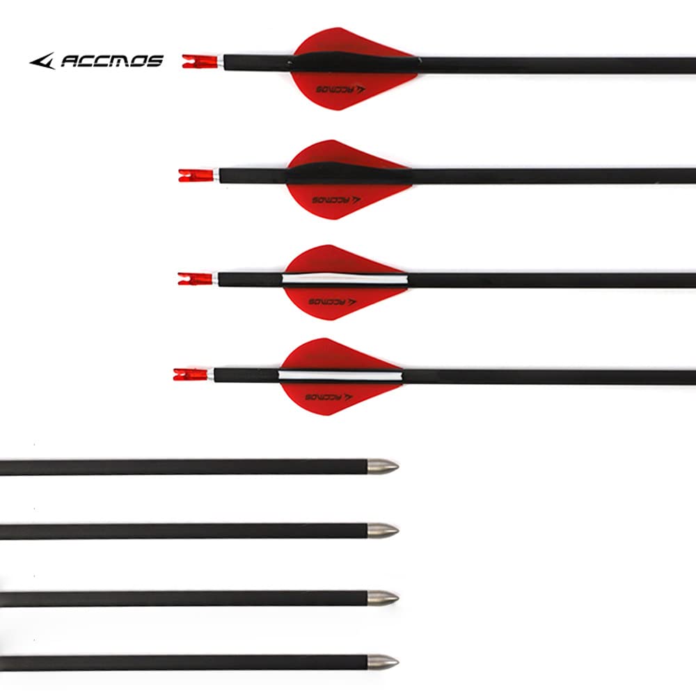 ACCMOS 28-31 Pollici Freccia in Carbonio ID 5,2 mm Spine 300 350 400 500 600 700 Frecce da Caccia, Inserisci Punta di Freccia, per Arco Ricurvo Arco Composto Tiro con L'Arco 12 pz