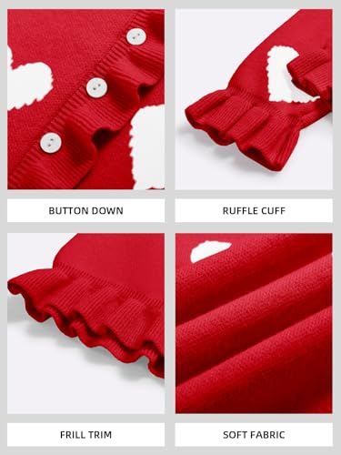 Image of Saodimallsu Womens Ruffle Cardigan Sweaters Button Up Crew Neck Long Sleeve Cropped Sweater Cute Soft Knit Tops