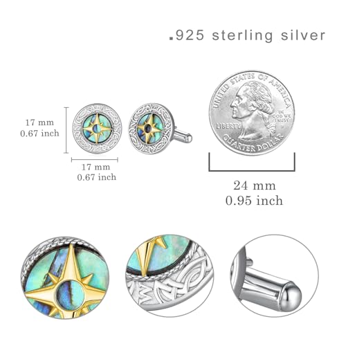 Gemelos para hombre de plata esterlina 925 con brújula miniatura 5