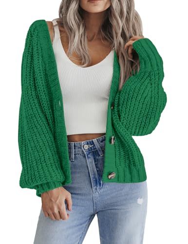 Image of Zeagoo Women's 2026 Fall Chunky Knit Cardigans Open Front Long Sleeve V Neck Button Loose Cardigan Sweaters