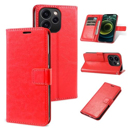 Housse OPPO Reno 8T 5G en Cuir Fine Finition Rouge Élégant à Rabats