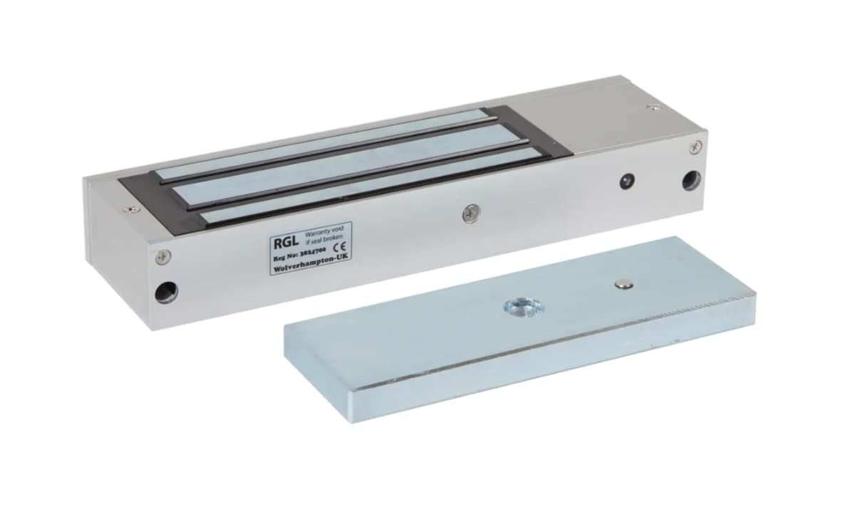 Rgl Aluminium Ml1200 Indoor Magnetic Door Lock | Fail Safe Maglock For Access Control Systems 545Kg (1200Lbs) Holding Force For Use With Most Access Control/Entry System