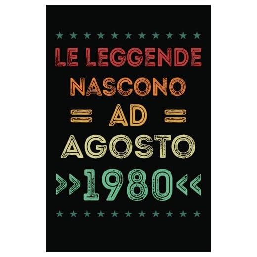 Le Leggende Nascono Ad Agosto 1980: Idea regalo originale e divertente di 43 anni per donne e uomini. Taccuino a righe
