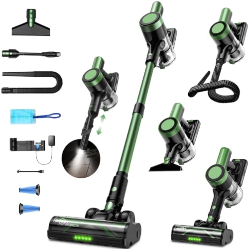 Image of Cordless Vacuum Cleaner, 500W 55KPa 10-in-1 Self-Standing Stick Vacuum with Smart LED Display, Vacuum Cleaners for Home, Pet Hair, Carpet, Hard Floors and Car