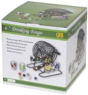 Miniatura 2 de Juego de bingo para beber con 6 vasos de chupito de diferentes colores y jaula de metal