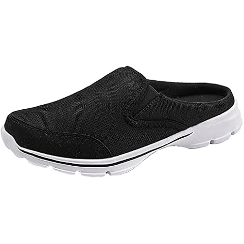 Sisttke Slippers Ladies Mens Summer Slip-On Beach Sandals Garden Clogs Mules Indoor Outdoor Comfortable Casual Home shoes Flip Flops,Black-2230,10.5 UK,45 EU Cover