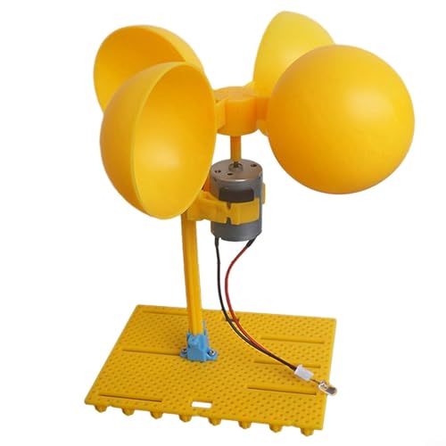 SiSinkal Kit de generador de turbina eólica, motor sin escobillas CC con soporte y cuchillas para proyectos educativos STEM, 60 mm de diámetro, salida 0.1V-3V, 200-6000 rpm