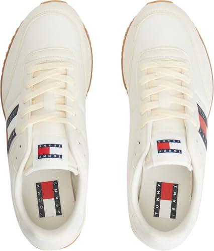 Tommy Jeans Herren Runner Sneaker Classic Runner zum Schnüren, Elfenbein (Ivory), 44 – Ansicht 6