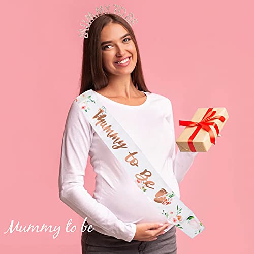 Mummy To Be Sjerp voor baby's, 2 stuks, met kroon, babyshower, feestdecoratie, babyshower, haarsieraad, zwangerschapsdecoratie voor zwangere vrouwen, aanhoudende moeder, cadeau, babyshower, decoratie (roségoud) - Image 5