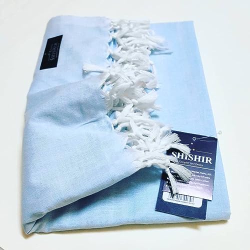 Image of SHISHIR Bhagalpuri Pure Cotton /Summer /Thin Layer /Soft Top Sheet /Odne Wali Single Layer Chadar for Home /Buses /Flight /Train (Blue)