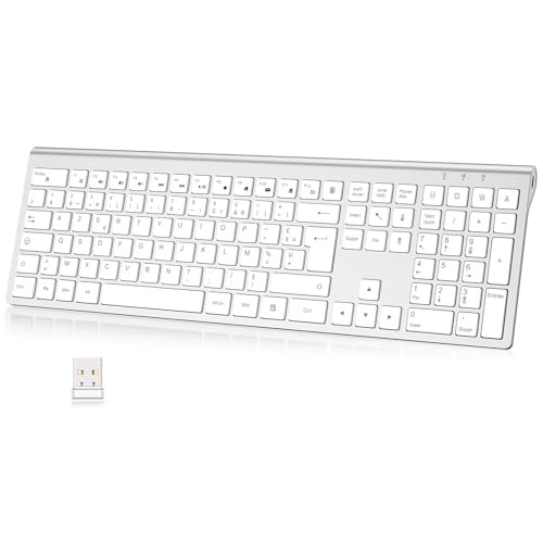 cimetech Clavier sans Fil Rechargeable, Connexion 2.4Ghz, Clavier Silencieux, Ultra-Fin, AZERTY Français, avec Pavé Numérique, pour...