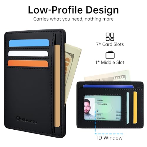 Image of Chelmon Slim Wallet for Men, Minimalist Front Pocket RFID Blocking Credit Card Holder