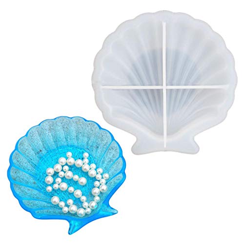 primrosely DIY Schachtel Gießform Silikonform Kit Resin Mold Ocean Shell Dish Mould Epoxidharz-Spiegelplatte Silikonform Food Serving Dish Silikon Gussform Harzform Kristallharzplattenform