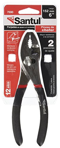 Pinzas, Tools SANTUL, Pinzas Profesionales de Chofer, Mordaza de Presión, Dos Posiciones de Ajuste, Mango de Vinil, Largo de 152 mm, Modelo 7690