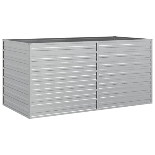 vidaXL Garten Hochbeet Pflanzbeet Gemüsebeet Pflanzkasten Blumenbeet Blumenkasten Frühbeet Pflanzkübel Blumenkübel 160x80x77cm Verzinkter Stahl Silbern