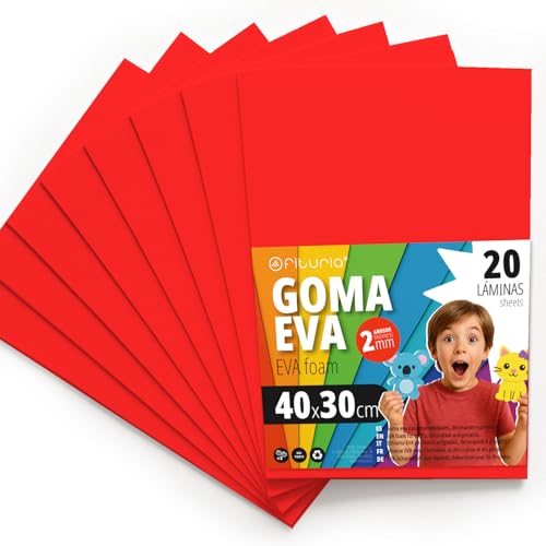 Mousse EVA rouge 40x30cm OFITURIA pour loisirs créatifs et école