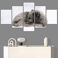 SIGNWIN 5 Panel Canvas Wall Art Animals Black and White Dramatic Group Modern Artwork for Home Decorations Ready to Hang - 60