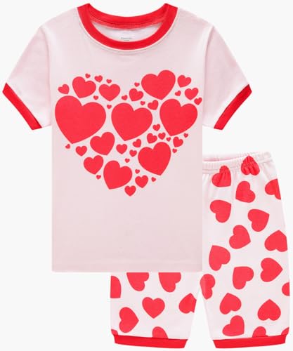 Popshion Girls Pajamas Short Sleeve 100% Cotton Toddlder Clothes Summer Pjs for Girl Sleepwear Kids Short Sets 3-10 Years