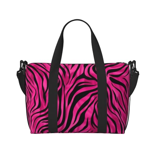 Pink Zebra Print Travel Duffel Bag Zebra Skin Carry On Tote Bag for Women Large Shoulder Weekender Overnight Bag Sports Gym Bag2