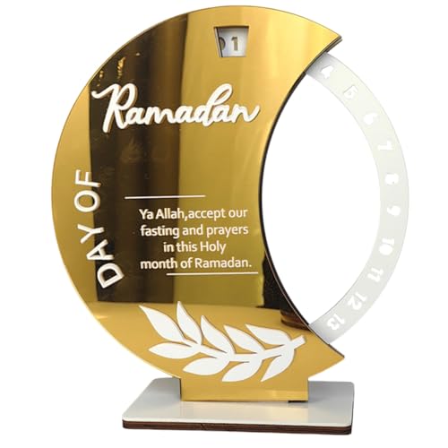 Uposao Calendario de Adviento de Ramadán,30 Días Ramadán Cuenta Regresiva Calendario Rotativo,Acrílico Calendario Digital Rotativo de Eid para decoraciones de fiestas islámicas de Ramadán
