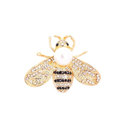 Image of Vintage Crystal Honey Bee Brooches for Women,Sparkly Rhinestone Insect Bee Brooches Charm Faux Pearl Yellow Sun Flower Honeybee Lapel Pins Dress Suit Shirt Prom Party Jewelry