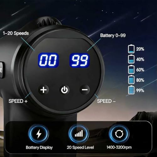 Image of AERLANG Massage Gun with Heat, Deep Tissue Percussion Massager Gun with 7 Massages Heads & 20 Speeds, Portable Electric Handheld Muscle Back Massager for Athletes & Silent