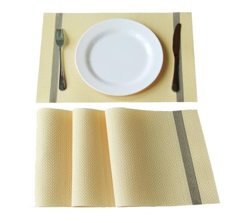 Image of Dribble Premium PVC Placemats Set of 4 | Heat-Resistant, Washable, Waterproof Table Mats | Anti-Slip Dining Table Placemats for Kitchen & Home Decor - 45x30cm, Design - Ivory Charm