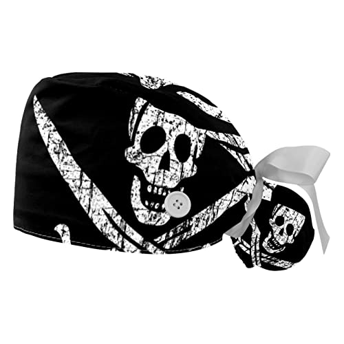Chapeaux de travail pour hommes et femmes JDEZ : 2 Chapeaux bouffants Jolly Roger réglables