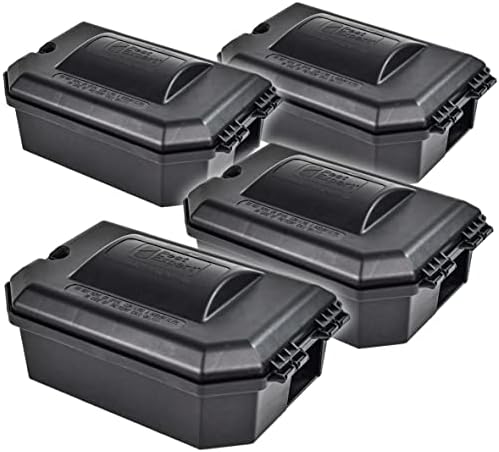 Pest Expert Rat & Mouse Poison Bait Boxes Outdoor Stations (x4) Heavy-Duty, Tamper Resistant & Lockable