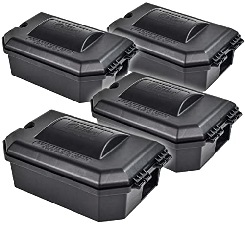 Pest Expert Heavy Duty Rat & Mouse Poison Outdoor Bait Boxes (x4) Large, Secure & Lockable Bait Stations for Rat Poisoning Super Strength Blocks, Grain & Pasta Bait, Industrial Strength, Key Included