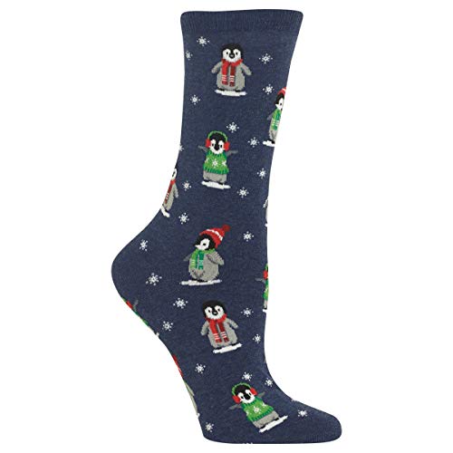 Hot Sox Women's Penguin Socks, Denim, Women's Shoe Size 4-10.5