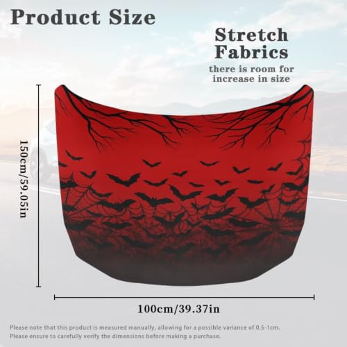 Image of Car Hood Cover Bat Halloween Print Car Hood Protector Waterproof Universal Automotive Exterior Accessories Halloween Decorations for Compact Vehicles Sedans Trucks SUVs Pickup (59x39 Inch)