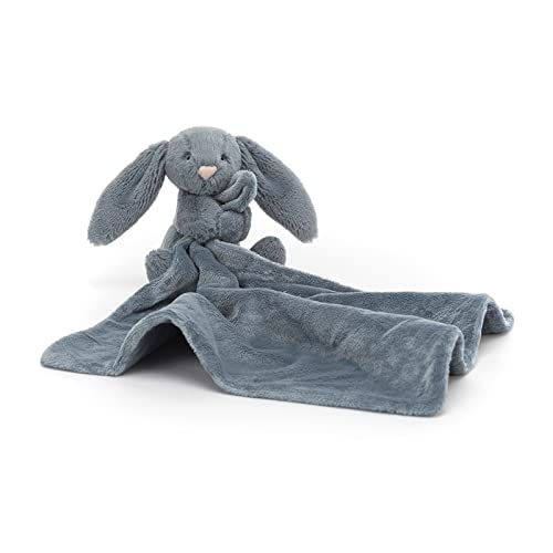 Image of Jellycat Bashful Dusky Blue Bunny Soother, 13.5 inches - Security Blanket & Lovey for Babies - Baby Gift