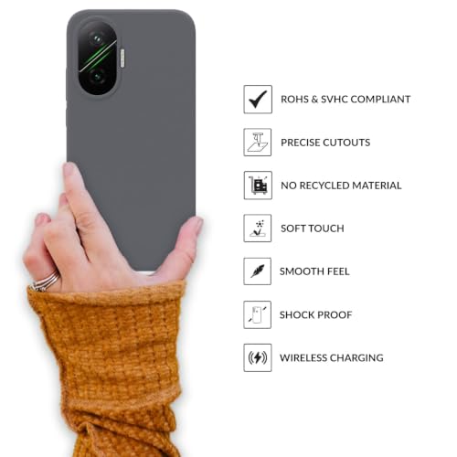 Image of SPRIG Compatible with Poco F7 Premium SilkTone (Liquid Silicone) Back Cover Drop Tested Shock Proof Mobile Case for Men, Women, Boys and Girls with Camera Protection (Dark Grey)