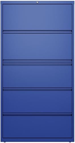 Miniatura 2 de UrbanPro Archivador lateral de metal de 36 pulgadas de ancho con 5 cajones en azul clásico