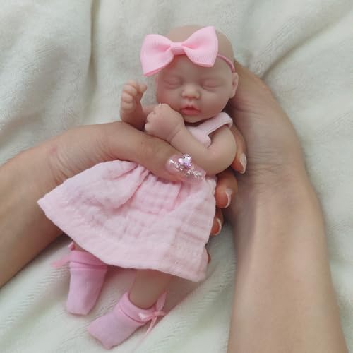 Muñeca Reborn bebé de silicón mini realista 7 pulgadas miniatura 6