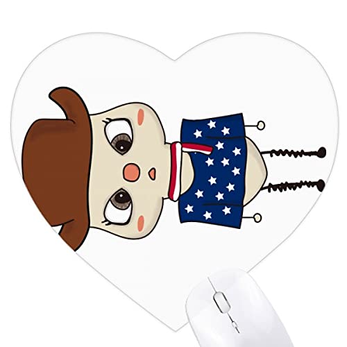 Tapis de souris en forme de coeur drapeau américain cowboy pour bureau