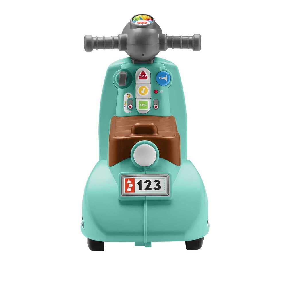 Fisher-Price Ríe y Aprende Moto Scooter Juguete correpasillos con Sonidos, bebés +1 año, versión español + Italiano + francés + inglés + alemán + holandés (HMV76)