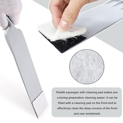Image of 2 PCS Bulldozer Squeegee, Long Handle Flat Glass Tinting Tools for Automotive Front & Back Window, Plastic Wrapping Windshield Paddle Squeegee for Vehicle Cleaning, Car Accessories (Gray+White)