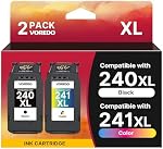 PG-240 XL/CL-241 XL Ink Cartridges, Black/Tri-Color 2 Pack Replacement for 240xl 241xl PG-240XL CL-241XL for PIXMA MG3620, TS5120, MG2120, MG3120, MG4120, MG2220, MG3220, MG3520, 5756