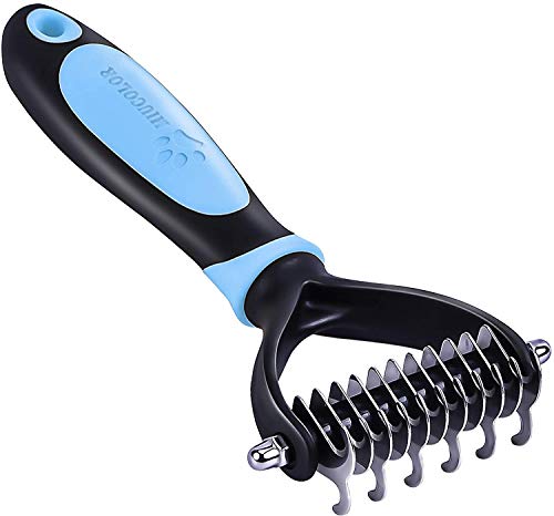 Latagui Pets Dog Grooming and Shedding Tools, 2-in-1 Stainless Steel Steel Recurved Comb Teeth-Reduce The Intolerable Floating Hair and Tough Tangles, Say Bye-Bye to Shedding Hair Everywhere