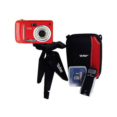 Vivitar 12.1MP Camera Kit with camera, case, and accessories
