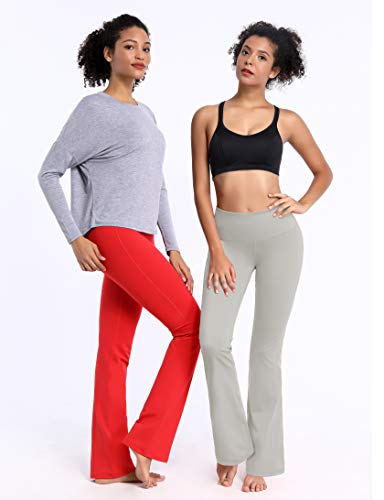 BUBBLELIME 29"/31"/33"/35"/37" 4 Styles Women's High Waist Bootcut Yoga Pants - Basic Nylon_LightGray S-31 Inseam - Thumbnail 7