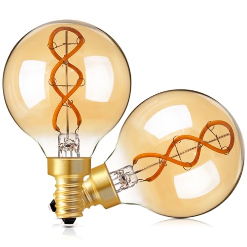 Genixgreen Dimmable LED Candelabra Bulb,Amber E12 LED Bulb Decorative Light Bulbs Antique Style...