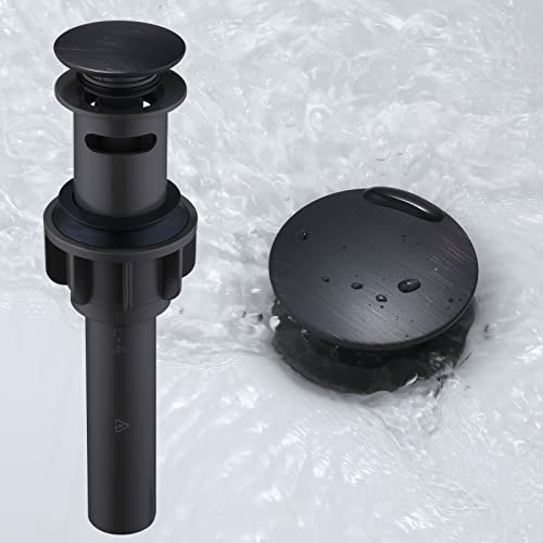 WOWOW Bathroom Pop Up Drain Stopper - Oil Rubbed Bronze Vessel Sink Drain With Overflow for Bathroom and RV