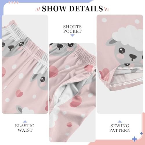 ZZKKO Sweet Sheep Face Hearts Boys Pants for Kids Jogger Pants with Pockets S-XL4