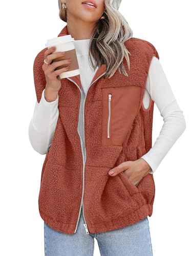 ANRABESS Womens Fuzzy Fleece Vest Oversized Sleeveless Sherpa Jacket Casual Warm Outerwear With Pockets Fall Fashion Clothes